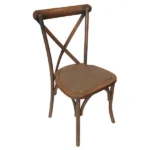 Rustic Cross Back Chair With Rattan Seat